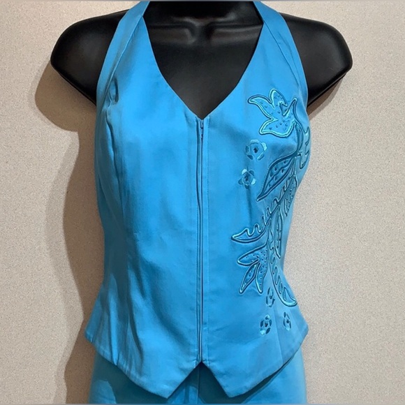 CACHE Halter Zip front embroidered detail size 10 - Picture 7 of 8